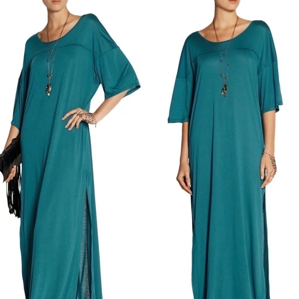 Baja East 100% Modal Short-sleeve Lagenlook Maxi Dress Size X-Small - Picture 1 of 10